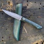 Handmade 22cm full tang knife with Stabilized MazurBirch handle.