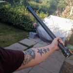 A 10D Cell Maglite, 29" long with a lumenscraft 2000 lumen and 500m bulb...It's as long as my leg.