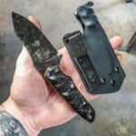 80crv2 EDC granite finish and carbon fiber with coyote brown G10 liners.