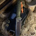 My latest work #24. Sandvik 14C28N at 61 HRC with cryo, two toned satin finish, OD green G10 scales and kydex sheath. Tell me what did you guys think of this?