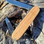 Custom made red oak scales on the Victorinox Climber.