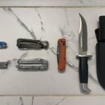 A collection of budget knives and used Leathermans I got for great prices