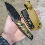 80crv2 EDC with OD green G10 and coyote brown G10 liners. Stone washed and cold blue finish.