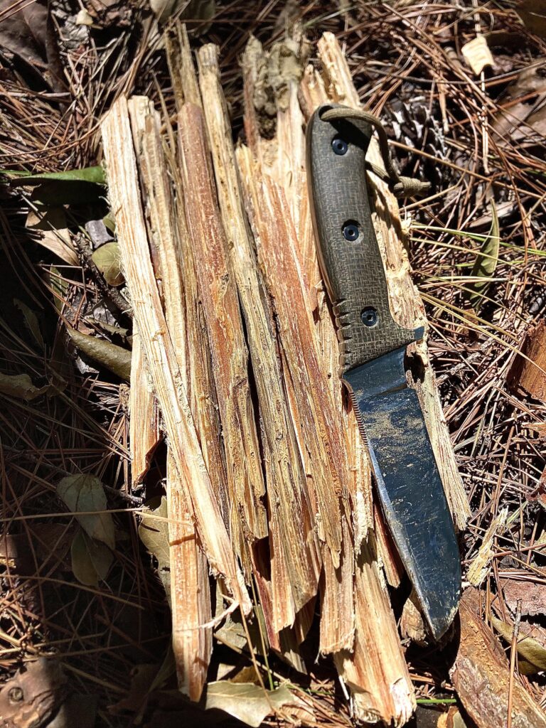 Fatwood score with my custom knife