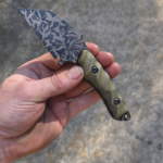 80CrV2 with Overlay Rust bluing etch. OD Green G10 with Black G10 liners