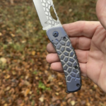 Just finished making this 3” blade framelock in MagnaCut and Titanium with some mixed anodized finishes… Available.