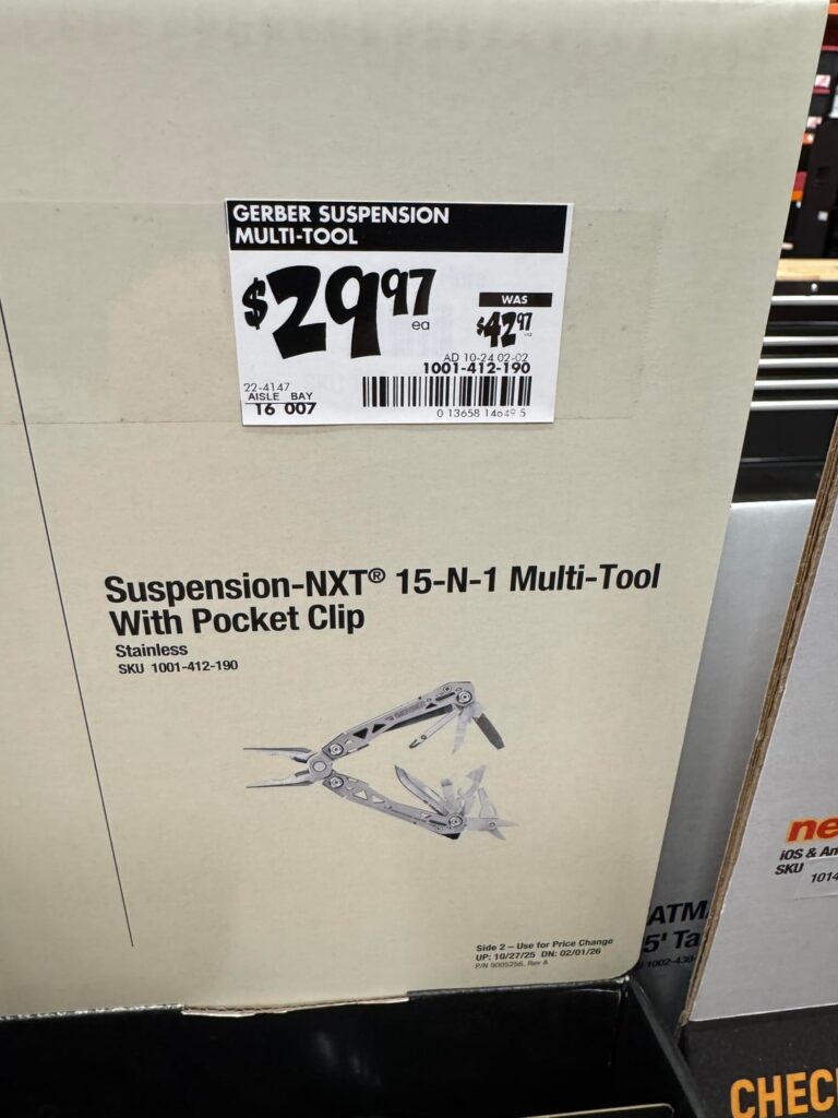 Deal alert: Gerber Suspension NXT $29.99 at Home Depot