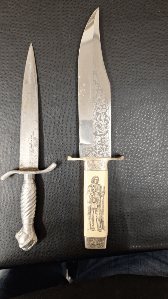 Can anyone help id knife on right? Bought at garage sale