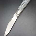 Handmade slipjoint Boys knife silver twill carbon fiber