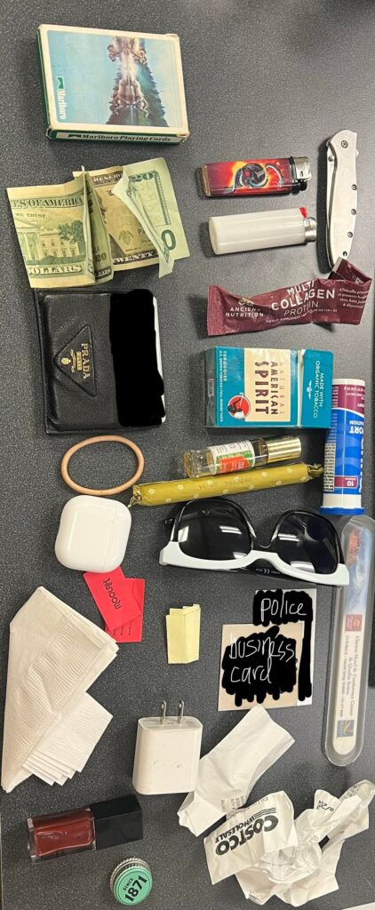 the scratched patent leather really ties it all in