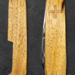 Canary wood Plus scales with cherry wood inlays on the Victorinox Spartan.