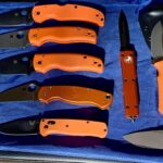 Some orange knives.