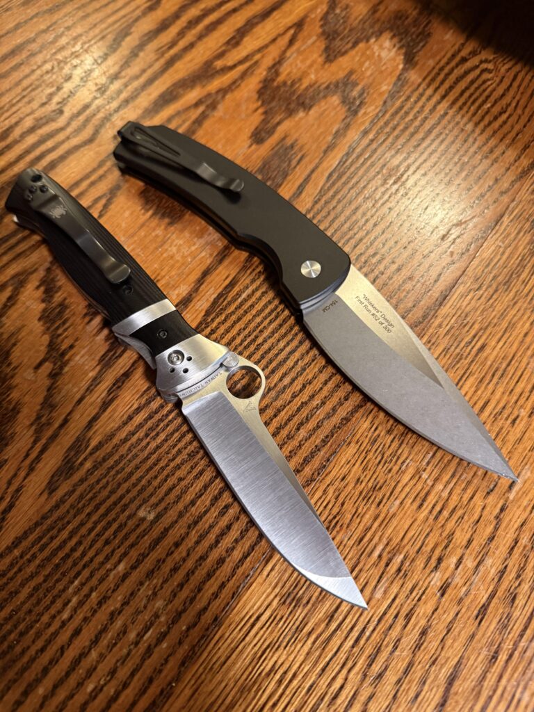 Spyderco subhilt d/a auto converted by Butch (rip) & Protech magic 2 first production run. Two of my favorite autos that I own