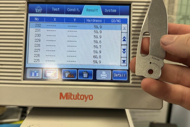 Asher Spiro S35Vn Hardness. 59.9 HRC.