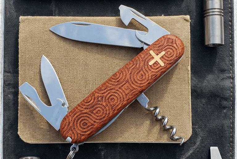 Engraved bloodwood on the Victorinox Spartan!