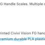 PSA: Do not buy knife scales made out of PLA, people are selling these and even calling it "premium" and "durable". PLA is not a plastic for long term use or durability. Don't be fooled. PLA is the lowest quality plastic a 3D printer can print. This is 10 cents of plastic being sold for over $20