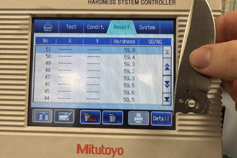 Kansept Mini Accipiter S35Vn Hardness Results. 59.4 HRC.