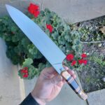 15N20 chef knife with Flame Box Elder and spalted maple and ancient bog oak 👍