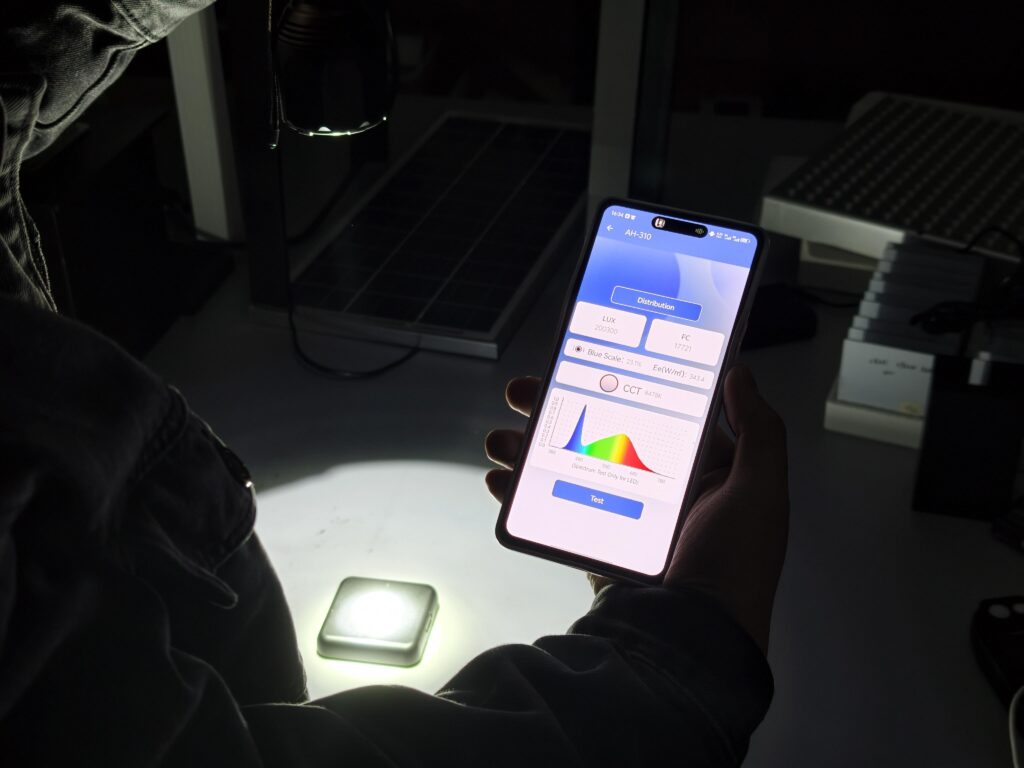 Measured ~200,000 lux at just over 1 ft from this flashlight