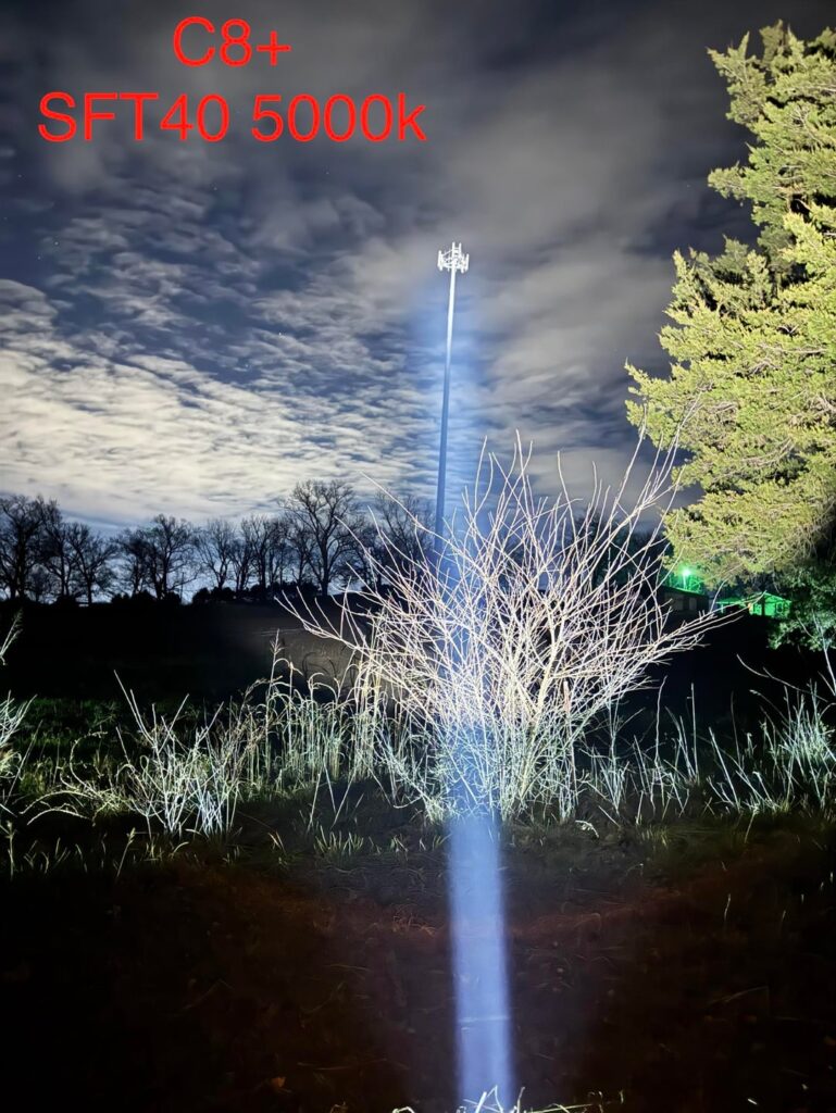 Beam shots on a late night walk of my new Convoys, C8+ SFT40 5000k and S21e B35AM 3000k