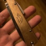 EDC of about 10 year now. Otter-Messer Mercator, brass handle and Solingen carbon steel blade