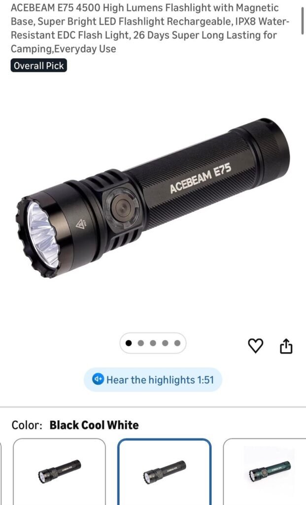 Acebeam E75 - neutral white is only 3000 lumens vs cool white at 4500 lumens-why?