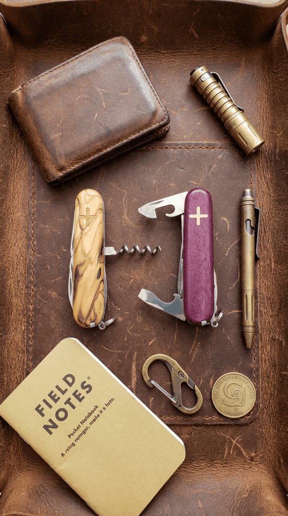 Olivewood and Purpleheart on the Victorinox Spartan and Climber!