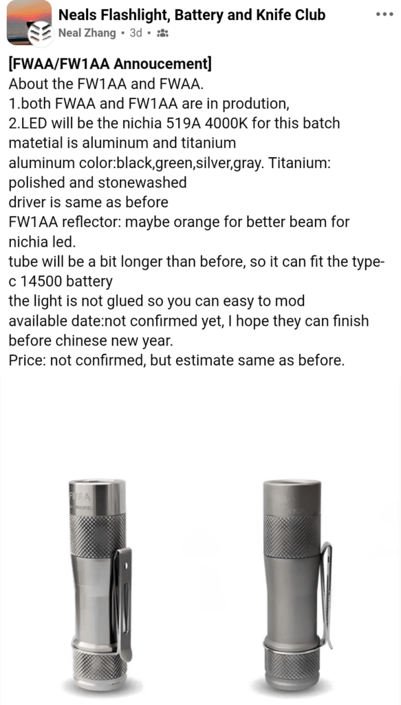 FWAA/FW1AA back in production