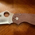 Spyderco Para 3 Cruwear/Micarta. Darkened the handles up to suit me better