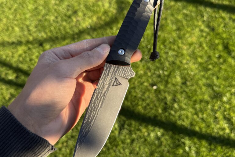 If you had to change one thing about this knife, what would it be? Elmax at 61.5 HRC with cryo; 8,7” OAL with 4.7” cutting edge; black and orange G10 scales;