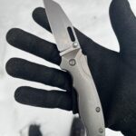 NSD work knife on a snowy day