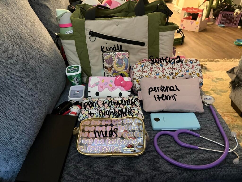 My (admittedly very overpacked) work bag