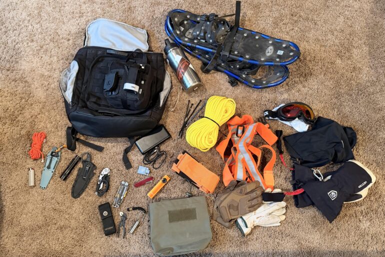 Most of my Kit as a Winter Mountain Surveyor