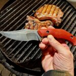 @direpacific War Pig assist grilling these thick Iowa Chops #direpacificwarpig #direpacificblades