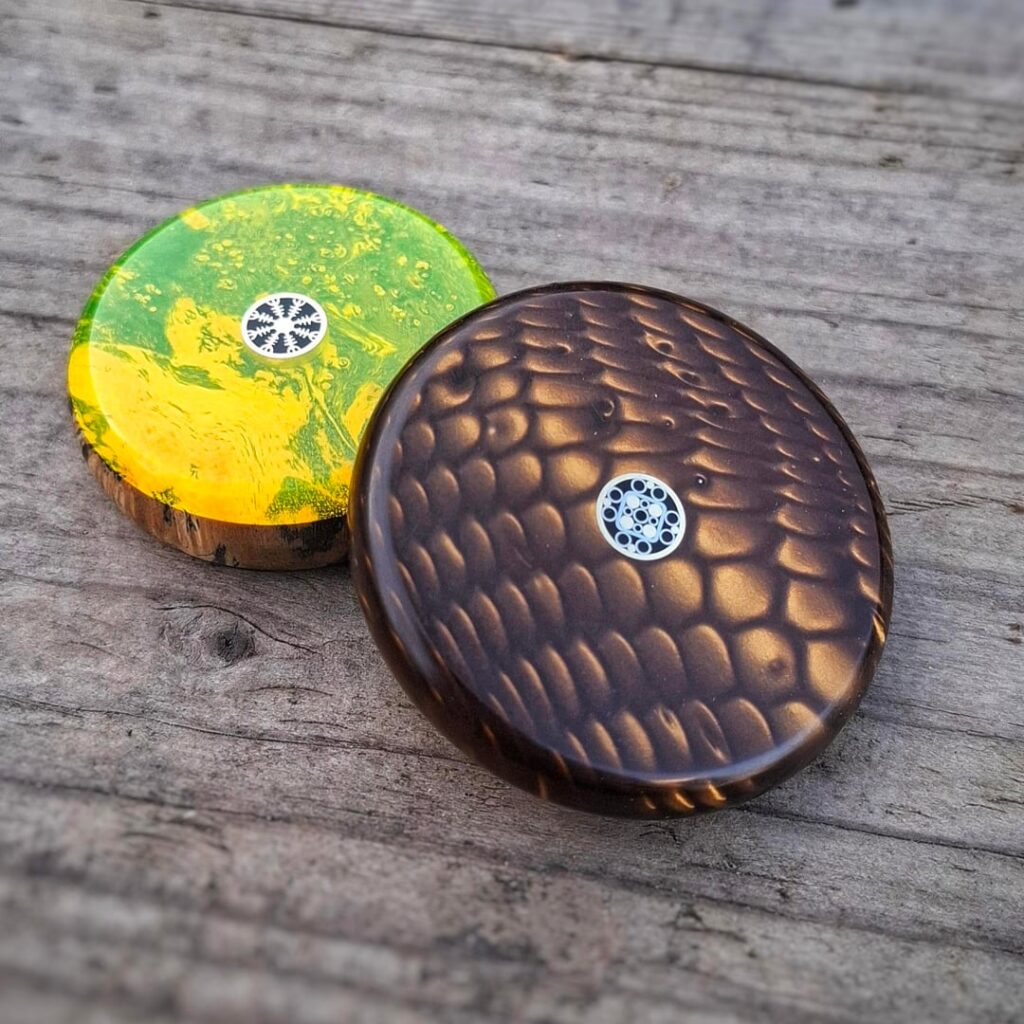 Handmade worry coins with mosaicpins