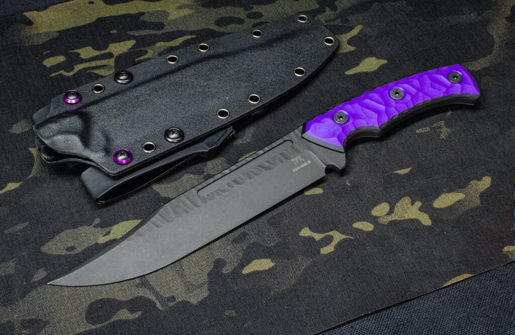 Fighter Bowie in CPM M4, custom G10 and Cerakote. One of my favorite knives to make!