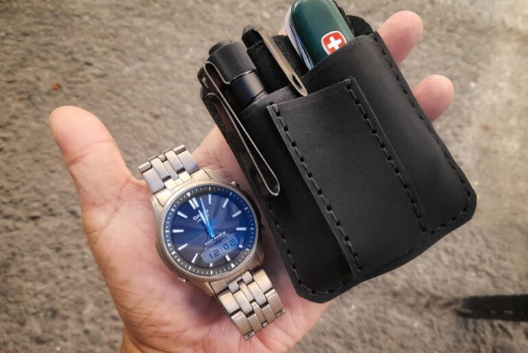 43M | My EDC with a new handmade leather organizer