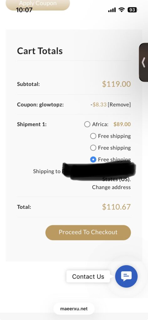 Question about maeerxu shipping options