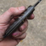 1084 Acidwashed finish with OD Green Sandblasted Burlap Micarta, Splits natural Burlap Micarta with OD Green G10 and Earth Brown G10. Liners are OD Green G10.