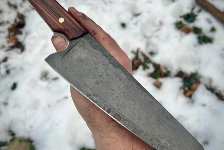 I forged this knife from a 2.5 inch ball bearing