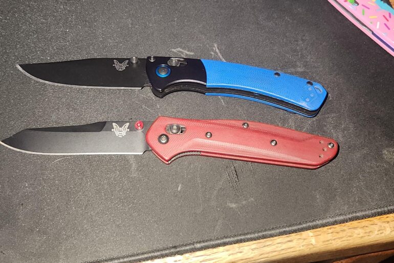 I ordered custom Benchmades for my girlfriend and I, she dumped me before they arrived, so now I have two custom Benchmades.