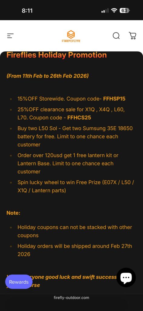 Firefly clearance sale and festival sale. Updates coming to some models like L60 and x4q etc.