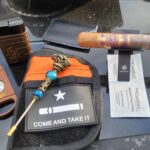 Playing around with the idea of small cigar edc. A quick grab and go. What else would you add?-Viperade Pouch -Cutter -Lighter -Cigar Dagger -Collapsible cigar rest -Alcohol wipes