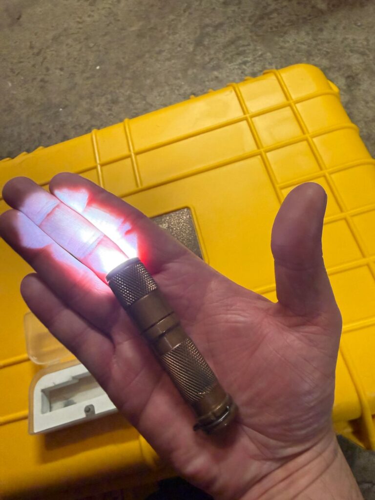 An older light, copper Maratac, single AA