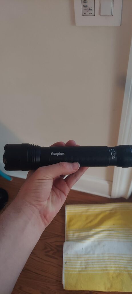 My first flashlight it's perfect dog duty outside {spotting dog outside}
