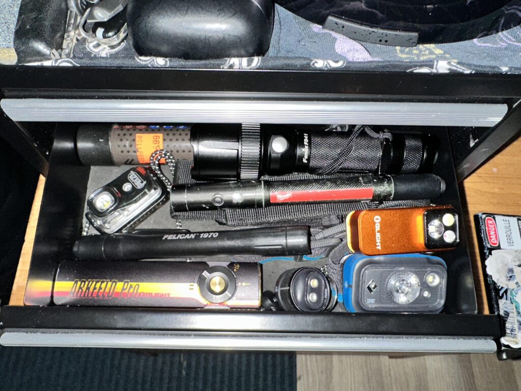 The flashlight drawer in my edc toolbox