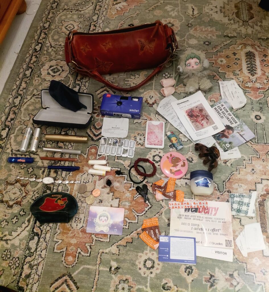 My bag after a Brussel trip (as someone who scrap journals)