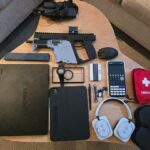 Bag and pocket dump of a 18 year old student. Don't mind the vector