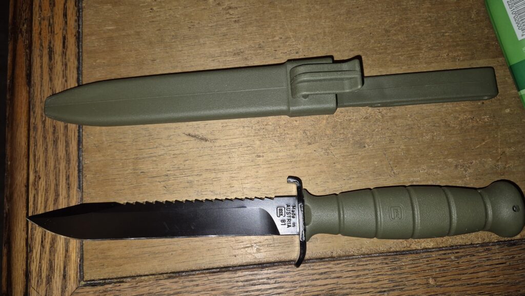 Glock 81,cheap but i like it. Great field knife in my opinion.