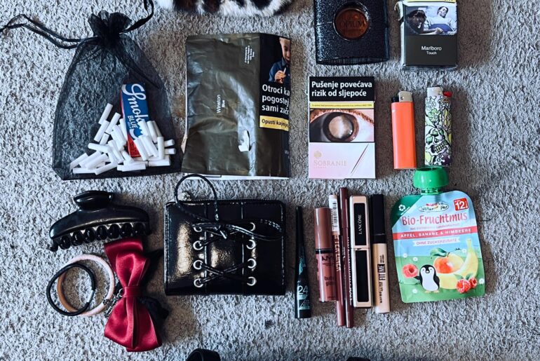 that was in my bag the past days (tried to make it aesthetic so i put a filter over)